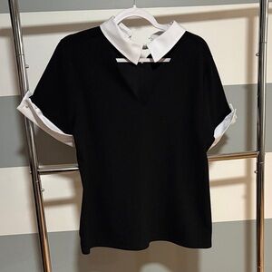Karl Lagerfeld Black Top with White Collar